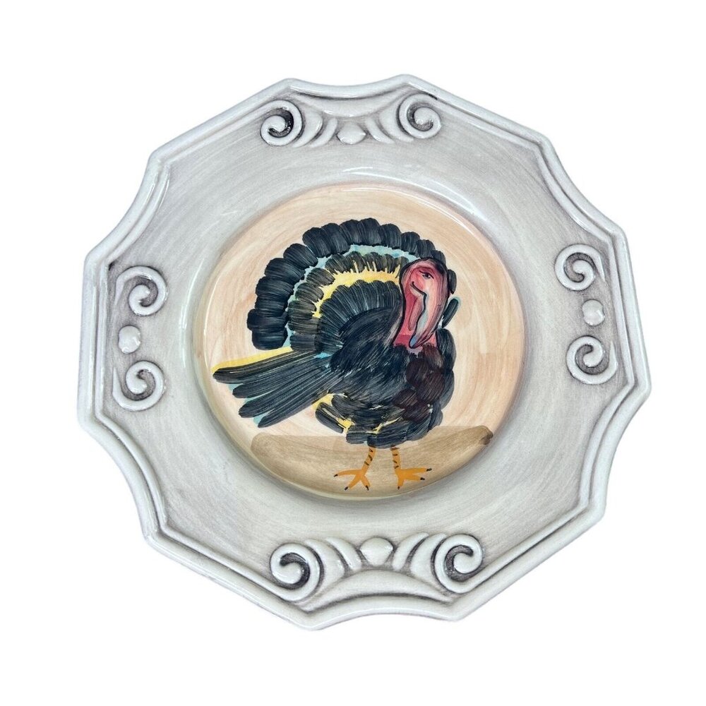 Marco e Cristina Decorative Platter Turkey Made In Italy Thanksgiving Gobbler